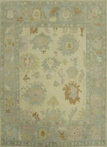 Vegetable Dye Wool Oushak Turkish Area Rug 8x10