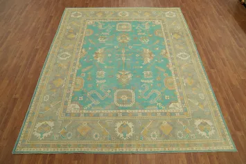 Turquoise Blue Oushak Vegetable Dye Area Rug 8x10