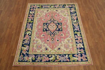 Vegetable Dye Pink Oushak Turkish Rug 5x7