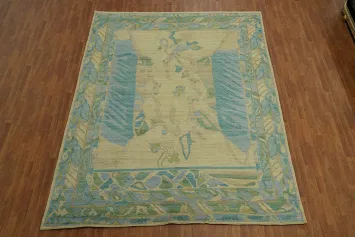 Vegetable Dye Wool Oushak Turkish Area Rug 9x12