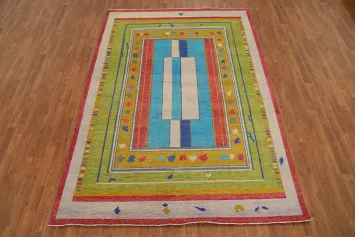 Vegetable Dye Wool Gabbeh Turkish Area Rug 6x9