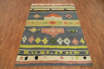 Vegetable Dye Gabbeh Turkish Area Rug 6x9