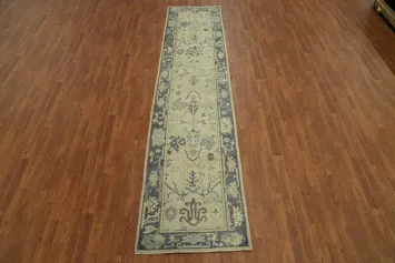 Vegetable Dye Wool Oushak Turkish Runner Rug 3x11
