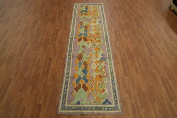Vegetable Dye Wool Oushak Turkish Runner Rug 3x12