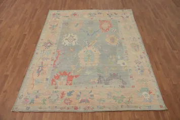Vegetable Dye Wool Oushak Turkish Area Rug 6x8