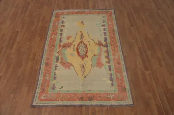 Vegetable Dye Wool Oushak Turkish Rug 4x7