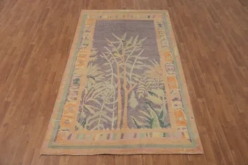Purple Wool Oushak Vegetable Dye Area Rug 5x8