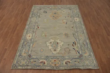 Vegetable Dye Wool Oushak Turkish Area Rug 6x9