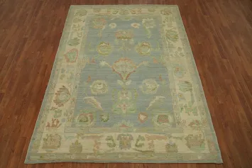 Vegetable Dye Wool Oushak Turkish Area Rug 6x9