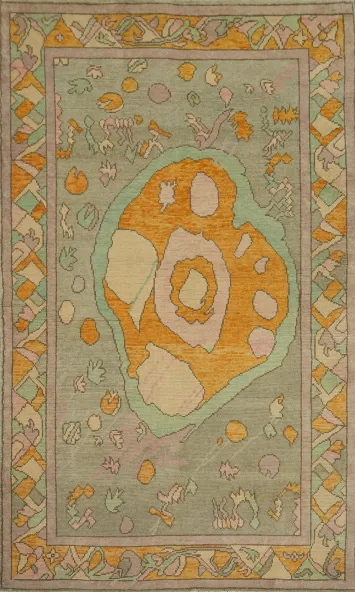 Vegetable Dye Wool Oushak Turkish Rug 4x7