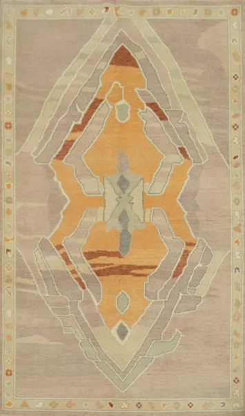 Vegetable Dye Wool Oushak Turkish Rug 4x7