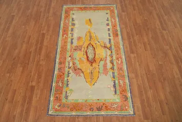 Vegetable Dye Wool Oushak Turkish Rug 4x7