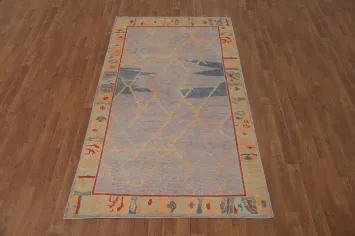 Handmade Wool Purple Oushak Vegetable Dye Rug 4x7