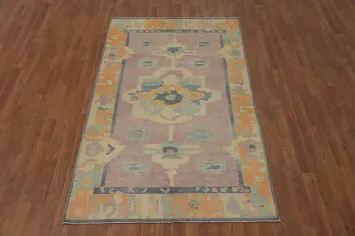 Vegetable Dye Wool Oushak Turkish Rug 4x7