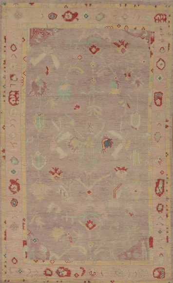 Handmade Floral Oushak Vegetable Dye Rug 4x7