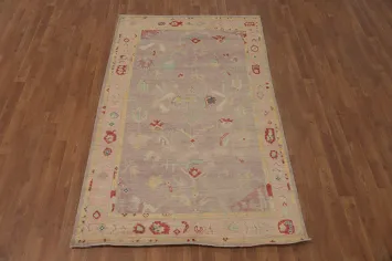 Handmade Floral Oushak Vegetable Dye Rug 4x7