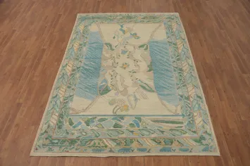 Vegetable Dye Wool Oushak Turkish Area Rug 6x9