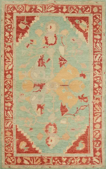 Vegetable Dye Wool Oushak Turkish Rug 4x7