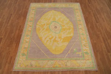 Vegetable Dye Wool Oushak Turkish Area Rug 6x8