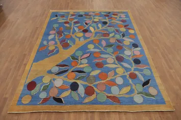 Vegetable Dye Blue Art Deco Chinese Area Rug 8x10