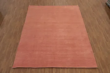 Solid Modern Coral Gabbeh Vegetable Dye Area Rug 9x12