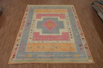 Vegetable Dye Geometric Gabbeh Turkish Large Rug 10x14