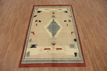 Vegetable Dye Wool Gabbeh Turkish Area Rug 5x8