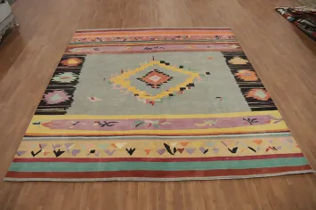 Geometric Gabbeh Vegetable Dye Square Area Rug 10x10