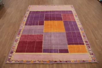 Geometric Gabbeh Vegetable Dye Area Rug 8x11