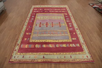 Geometric Gabbeh Vegetable Dye Area Rug 8x13