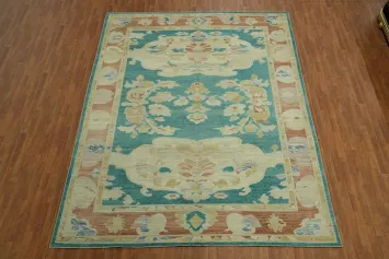 Vegetable Dye Wool Oushak Turkish Area Rug 9x12