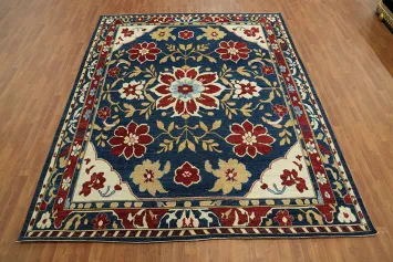 Handmade Blue Oushak Vegetable Dye Area Rug 9x11