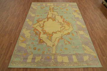 Light Green Wool Oushak Vegetable Dye Area Rug 8x11