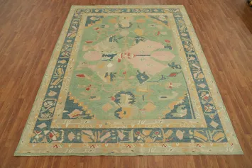 Vegetable Dye Green Oushak Turkish Area Rug 8x10