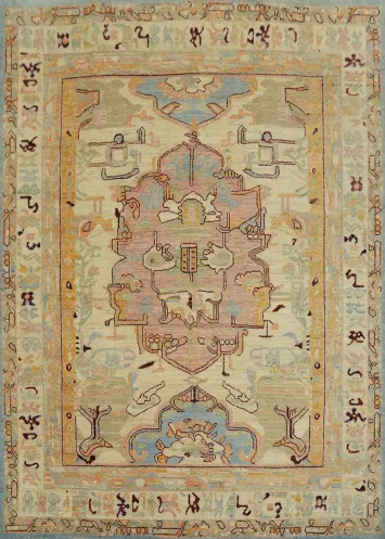 Vegetable Dye Wool Oushak Turkish Area Rug 8x10