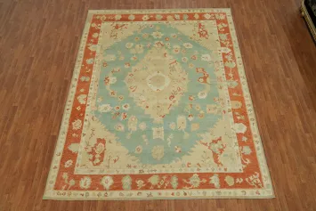 Vegetable Dye Wool Oushak Turkish Area Rug 9x12