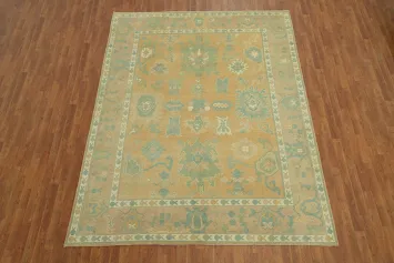 Vegetable Dye Floral Oushak Turkish Area Rug 8x11