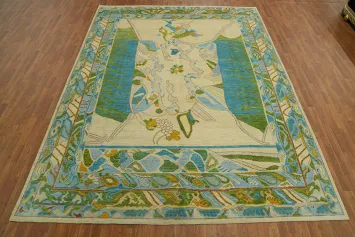 Vegetable Dye Wool Oushak Turkish Area Rug 9x12