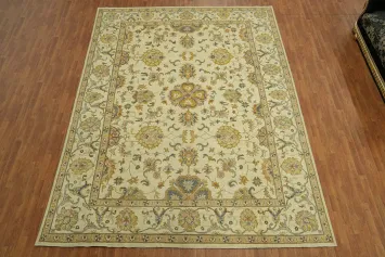 Handmade Floral Oushak Vegetable Dye Large Rug 10x14