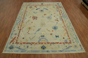 Handmade Wool Oushak Vegetable Dye Area Rug 9x12