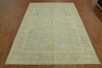 Vegetable Dye Wool Oushak Turkish Area Rug 9x12
