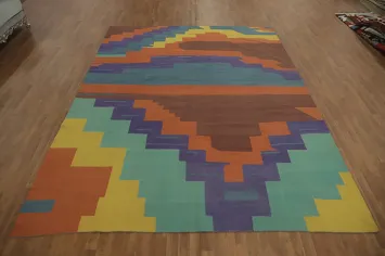 Colorful Kilim Wool Oriental Area Rug 9x12