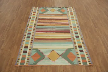 Striped Wool Kilim Oriental Area Rug 6x8