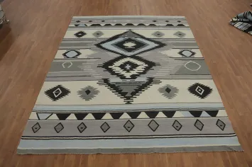 Vegetable Dye Wool Kilim Oriental Area Rug 8x10