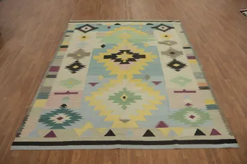 Geometric Kilim Vegetable Dye Area Rug 8x10