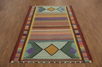 Striped Wool Kilim Oriental Area Rug 7x10