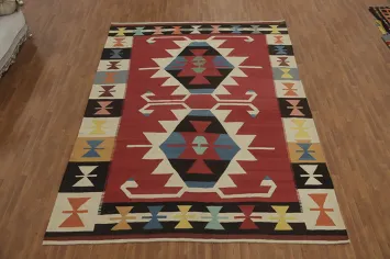Geometric Wool Kilim Oriental Area Rug 10x13