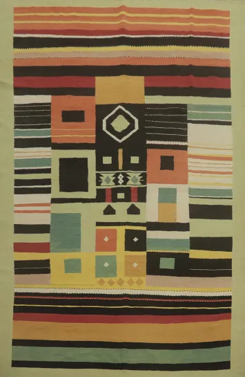 Geometric Wool Kilim Oriental Area Rug 9x13