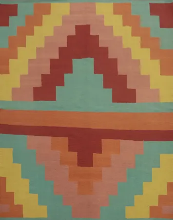 Colorful Geometric Kilim Wool Square Area Rug 8x8