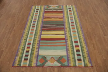 Striped Wool Kilim Oriental Area Rug 6x8